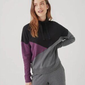 Pact Women's Airplane Colorblock Pullover (Purple, Black, Heather Grey)